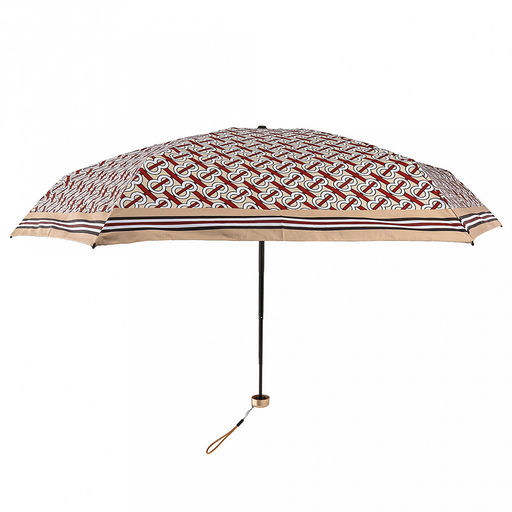 Зонт-мини механический Орнамент ткань эпонж (полиэстер) + черное УФ-покрытие, 6 лучей, д/купола 90см, 5 сложений, 17см в сложенном виде, механизм против ветра, пластмассовая ручка, цвет ванильный, 225гр (Китай) - Домашняя Мода фото 2