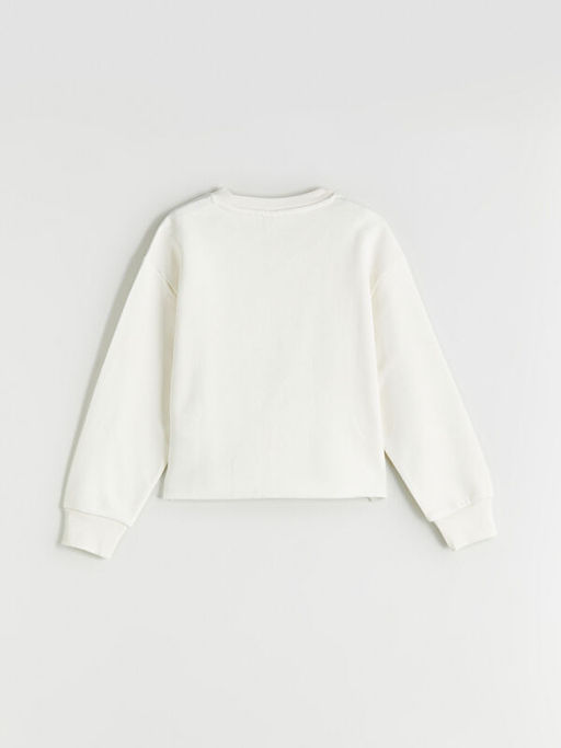 Bisiklet Yaka Bask?l? K?z ?ocuk Sweatshirt