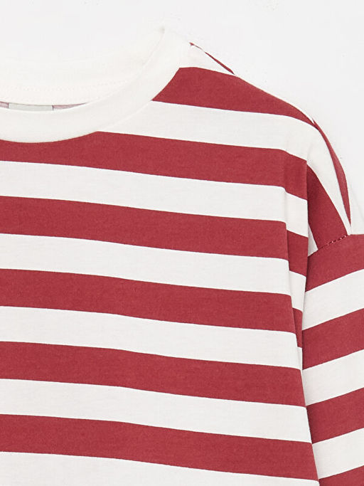 Bisiklet Yaka ?izgili Uzun Kollu K?z ?ocuk Ti??rt - Waikiki фото 2