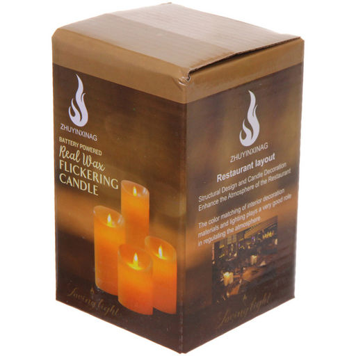 Цена за 4 шт. Сувенир с подсветкой "Свеча - Пламя" 7,5*12,5 см (работает от батареек 3 ААА)