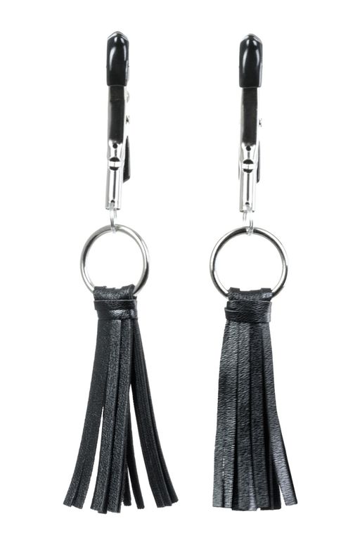 Зажимы для сосков TOYFA Theatre с кисточками, черные