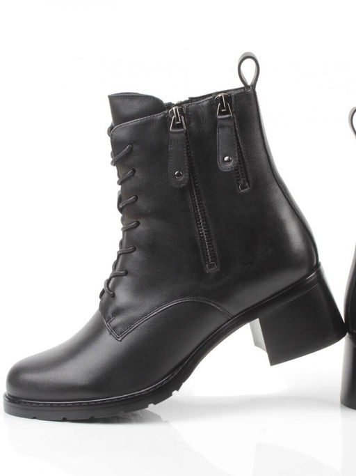 01-E102B-272A BLACK Ботинки демисезонные женские (натуральная кожа, байка)