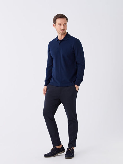 Polo Yaka Uzun Kollu Erkek Sweatshirt