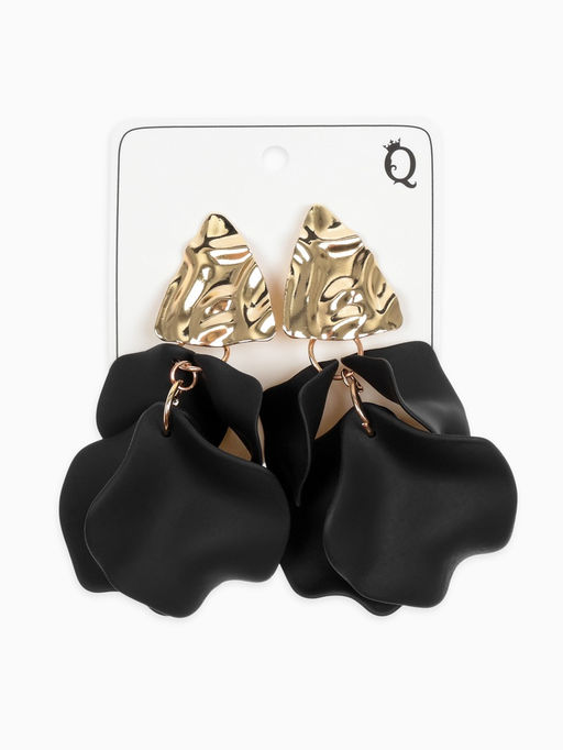 Серьги ассорти «Ветер» мятые треугольники, цвет чёрно-золотой