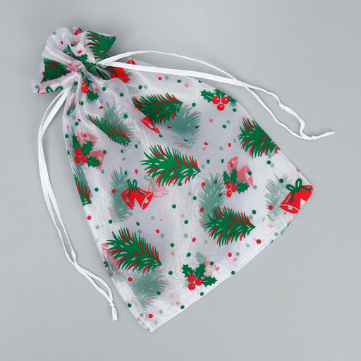 Цена за 5 шт. Мешочек подарочный органза Елочки, 16 24 см +/- 1.5 см - Дарите счастье фото 5