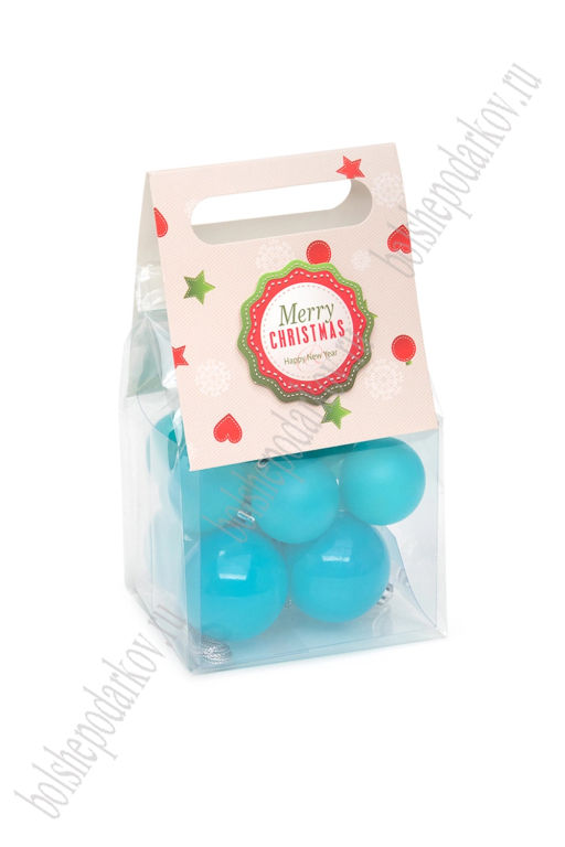 Набор новогодних шаров микс (12 шт) SF-8001, голубой №6 - Больше подарков фото 4