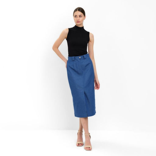 Юбка женская MINAKU: Jeans Collection цвет электрик, размер 52