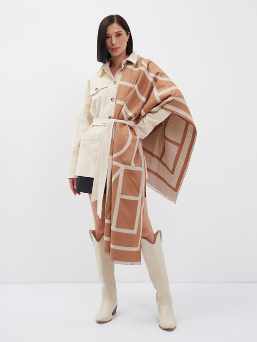 В составе шерсть и кашемир! теплый двусторонний палантин - Tantino фото 2