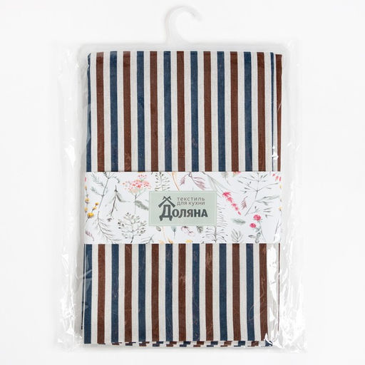 Скатерть Доляна 145х145см, Полоска цвет сине-коричневый, 100% п/э, рогожка, 200 гр/м  фото 10