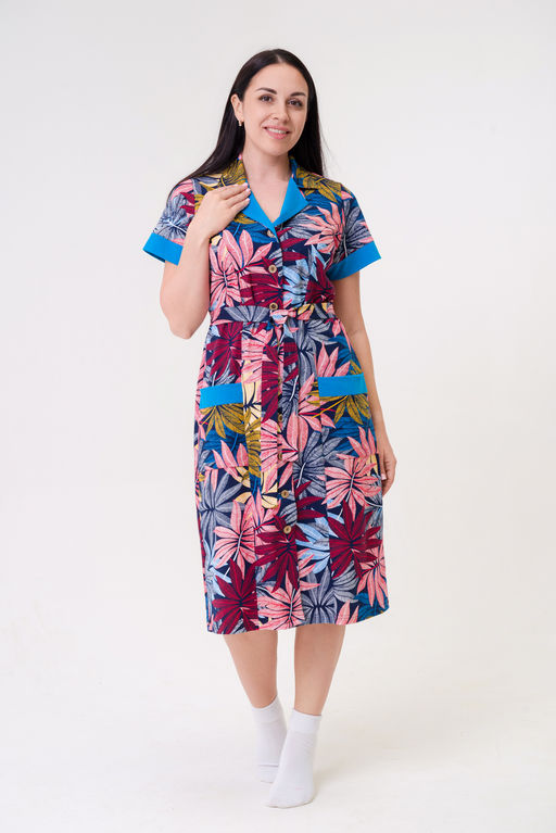 Халат женский из кулирки Елизавета бирюза - Амадэль фото 2