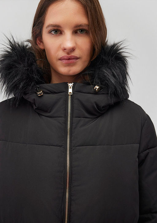 Suni Kurk Detayl? Siyah Sisme Mont - Mavi фото 7