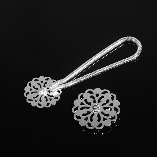 Цена за 2 шт. Декоративная застёжка Круг 9,5 3 см, цвет серебряный - Арт узор фото 6