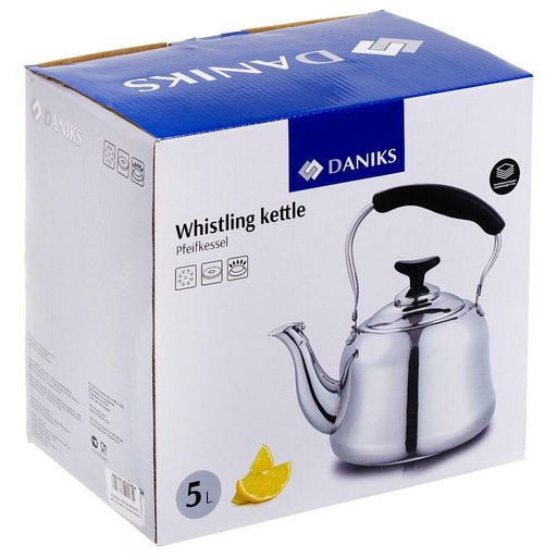 Чайник нерж 5л мет/пластик ручка матовая черная Daniks GS-28224 (364424)  фото 8