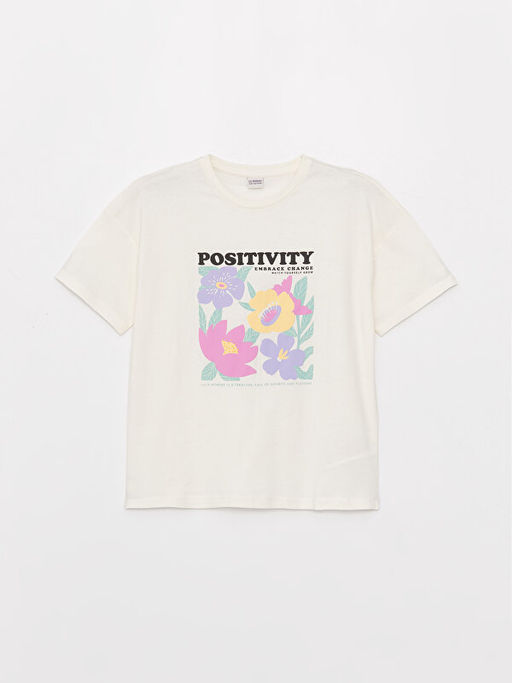 Bisiklet Yaka Bask?l? K?sa Kollu K?z ?ocuk Ti??rt ve Pantolon - Waikiki фото 2