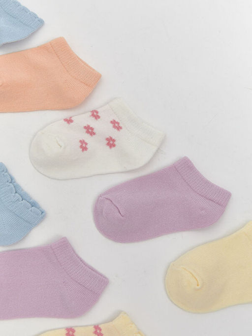 Bask?l? K?z Bebek Patik ?orap 10lu