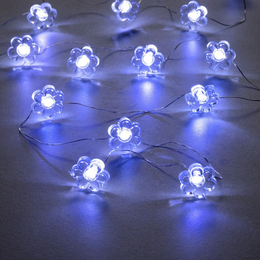 Гирлянда Нить 2 м роса с насадками Цветок, IP20, серебристая нить, 20 LED, 2 режима, батарейки ААх2 (нет в комплекте), свечение белое