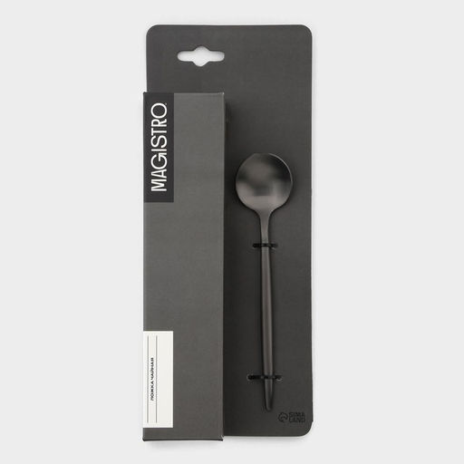 Набор чайных ложек Magistro Фолк, длина 13.2 см, 6 шт., нержавеющая сталь, чёрный  фото 4