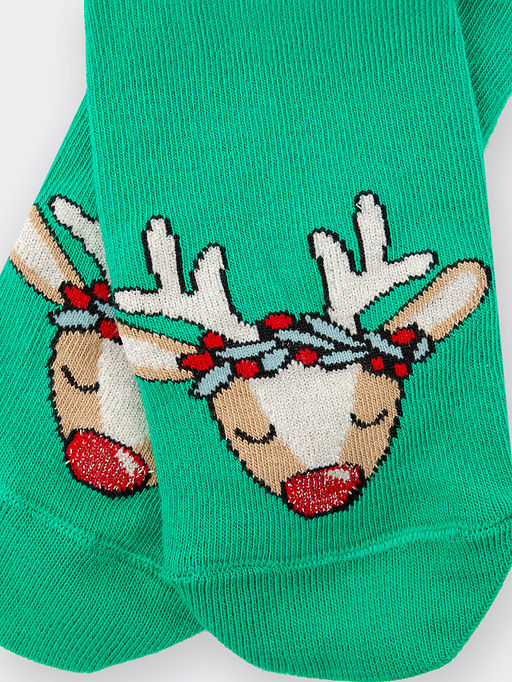 Цена за 5 пар! Носки детские зеленые с рисунком в виде оленя - Mark formelle фото 5