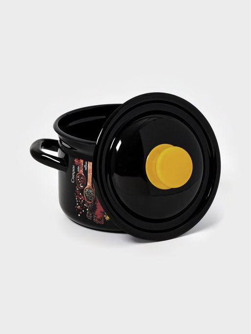 Кастрюля эмалированная «Карри», 2 л, d=17 см, чёрная