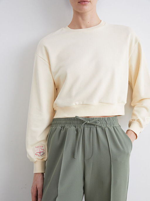 Bisiklet Yaka Nak??l? Kad?n Sweatshirt