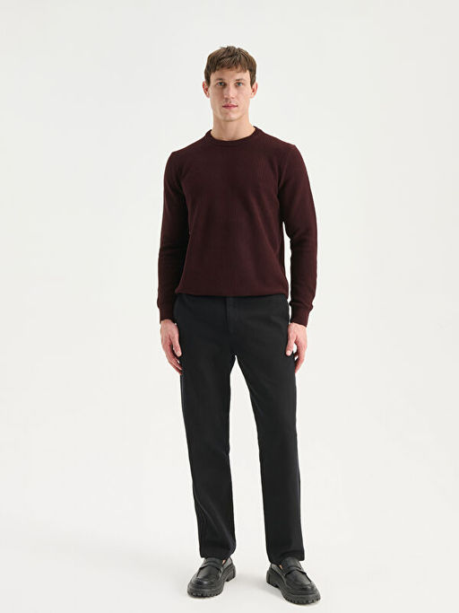 Bisiklet Yaka Kareli Erkek Triko Kazak