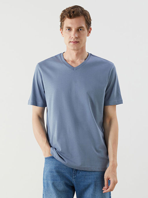 V Yaka K?sa Kollu Penye Erkek Ti??rt