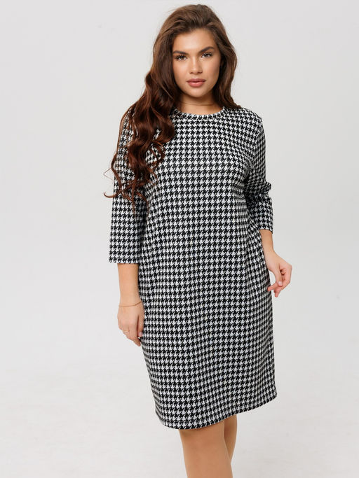 Платье женское П-176 (жаккард принт) Тёмно-серая ёлочка