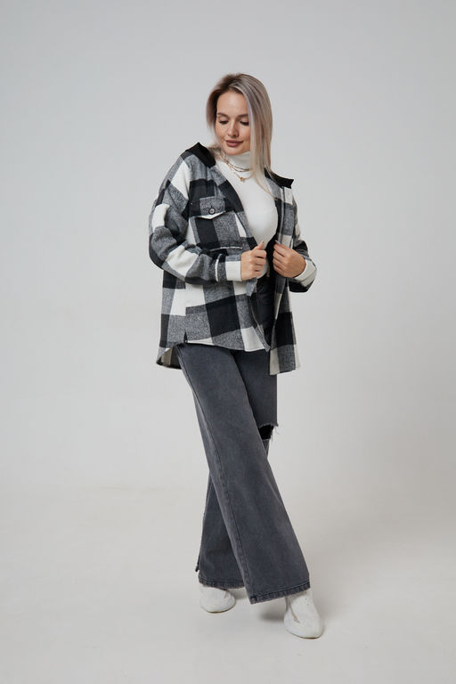 Рубашка женская в клетку с капюшоном РЖКК-01