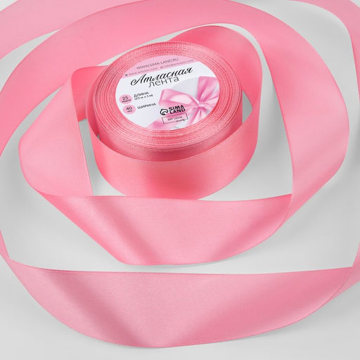 Лента атласная, 40 мм, 23±1 м, нежно-розовая №147