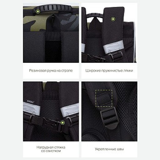 RAm-385-8 Рюкзак школьный с картхолдером на держателе и мешком для обуви - Grizzly фото 19