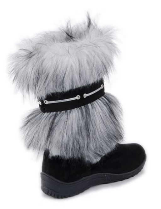 Унты женские на литой подошве. Черные. Мех песец - Roshva фото 5