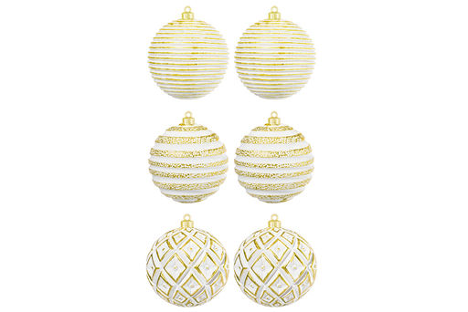 Набор 6 новогодних шаров 9,5*9,5 см Золотой винтаж шампань с эффектом старины - Elan gallery фото 10