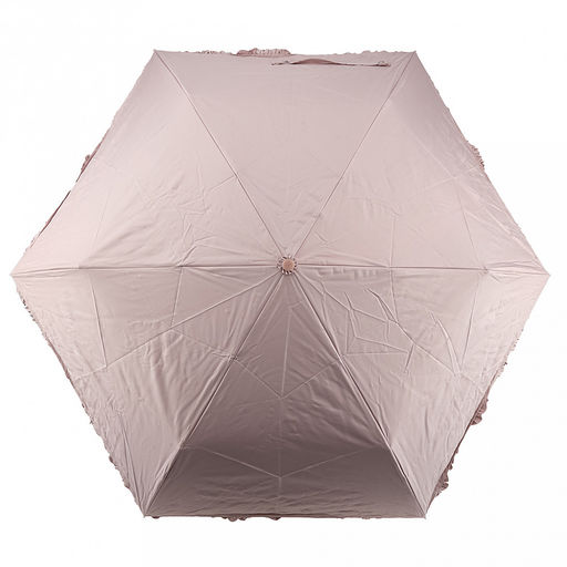 Зонт механический Романтика ткань эпонж (полиэстер) с рюшами + черное УФ-покрытие, 8 лучей, д/купола 86см h58см, 3 сложения, 28см в сложенном виде, алюминиевая ручка, цвет розовый, 227гр (Китай) - Домашняя мода фото 4