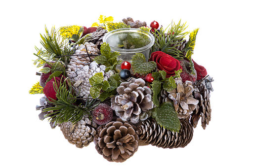 Новогоднее украшение подсвечник 22*22*11 см Снежная фантазия на 1 свечу круг - Elan gallery фото 6