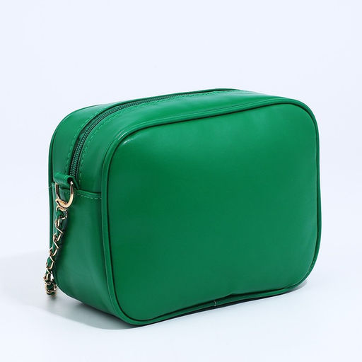Сумка женская кросс-боди на молнии, 20×7×15 см, зелёная