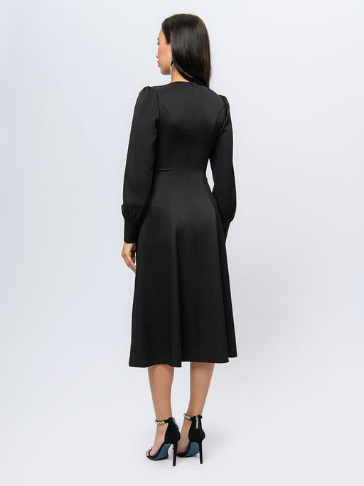 УЦЕНКА.Платье черного цвета длины миди с длинными рукавами - 1001dress фото 7