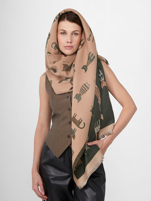 в составе ШЕРСТЬ и КАШЕМИР Большой, мягкий, теплый однотонный двусторонний палантин. - Tantino фото 9