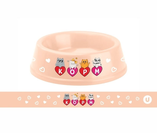 Цена за 3 шт. Миска пластиковая "МОЙ БРО - Корм!, цвет бежевый 21*6,5см (логотип на миске) 700мл