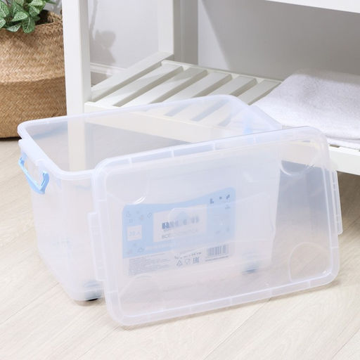 Контейнер для хранения с крышкой, 35 л, 50×31×28 см, на колёсах, прозрачный, ручки МИКС - Simaland фото 6