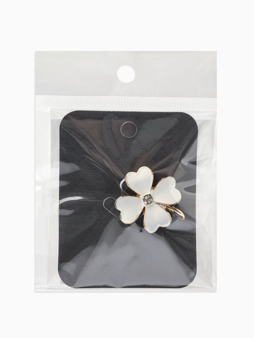 Брошь «Клевер» матовая, цвет белый в золоте