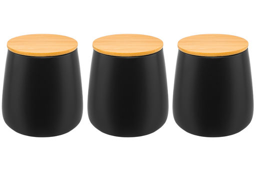 Набор 3 банок д/хранения 850 мл 12*12*13 см Tea, Coffe, Sugar с бамбук. крышк.черный матовый - Elan gallery фото 17