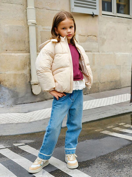 Beli Ayarlanabilir Lastikli K?z ?ocuk Jean Pantolon