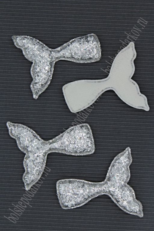 Патч 3D, россыпь пайеток "Хвост русалки" 7*5,5 см (10 шт) SF-1891, серебро