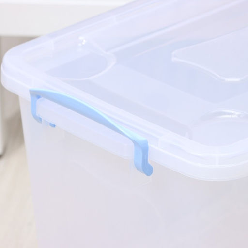 Контейнер для хранения с крышкой, 35 л, 50×31×28 см, на колёсах, прозрачный, ручки МИКС