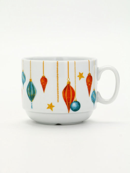 Чайная пара новогодняя С Новым годом! Новогодние игрушки, 220 мл, кружка, блюдце