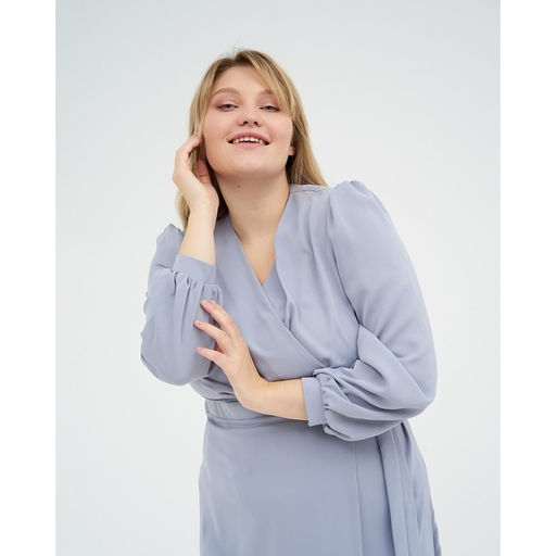 Платье женское миди MIST plus-size, серо-голубое, размер 56