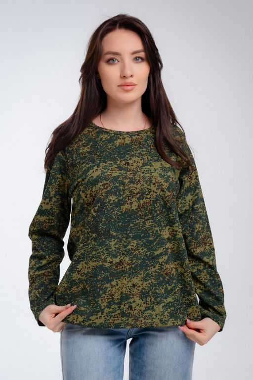 Футболка женская длинный рукав из кулирки цифра ярко зеленый макси