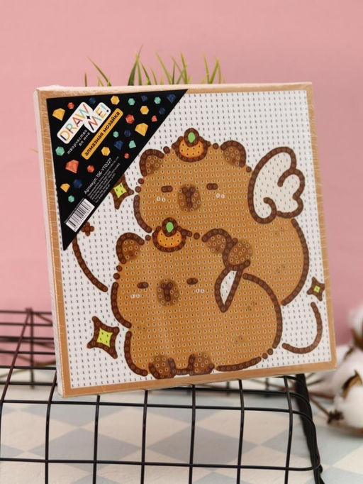 Алмазная мозаика на подрамнике Draw Me! Two capybaras, (20*20 см)