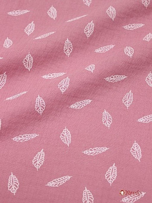 Муслин двухслойный с эф.жатости Листочки цв.винтажная роза, ш.1.42м, хлопок-100%, 120гр/м.кв