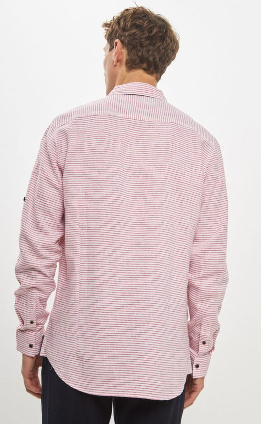 Рубашка д/р лен P411-0489 red